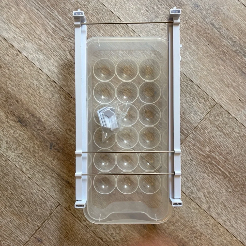 Skywin Refrigerator Egg Drawer Clear White Sliding Pull-Out Organizer